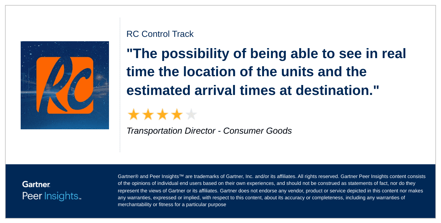 Testimonio de Transportation Director en Consumer Goods en Gartner Peer Insights sobre Recurso Confiable