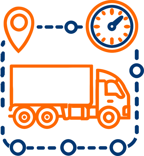 Ícono de sistema de gestión de transporte (TMS) para optimización logística de Recurso Confiable